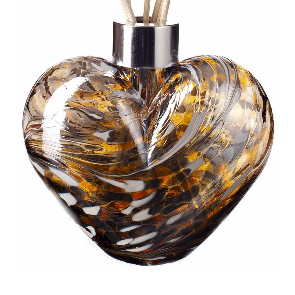 Amelia Art Glass Gold, Brown & White Heart Reed Diffuser Extra Image 1